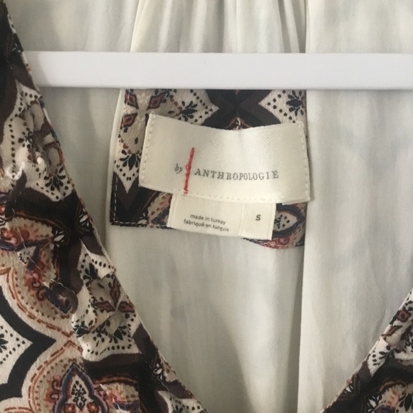 Anthropologie Boho Brown and Cream Bishop Tiered Mini Dress Size S NWOT - Picture 4 of 11
